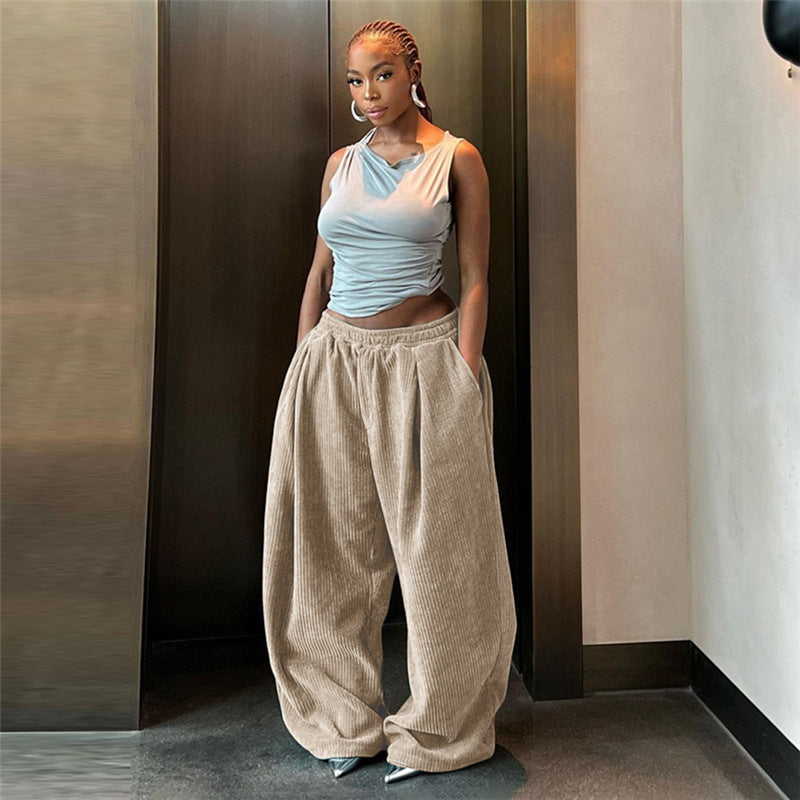 Women's High Waist Loose Straight Casual Pants