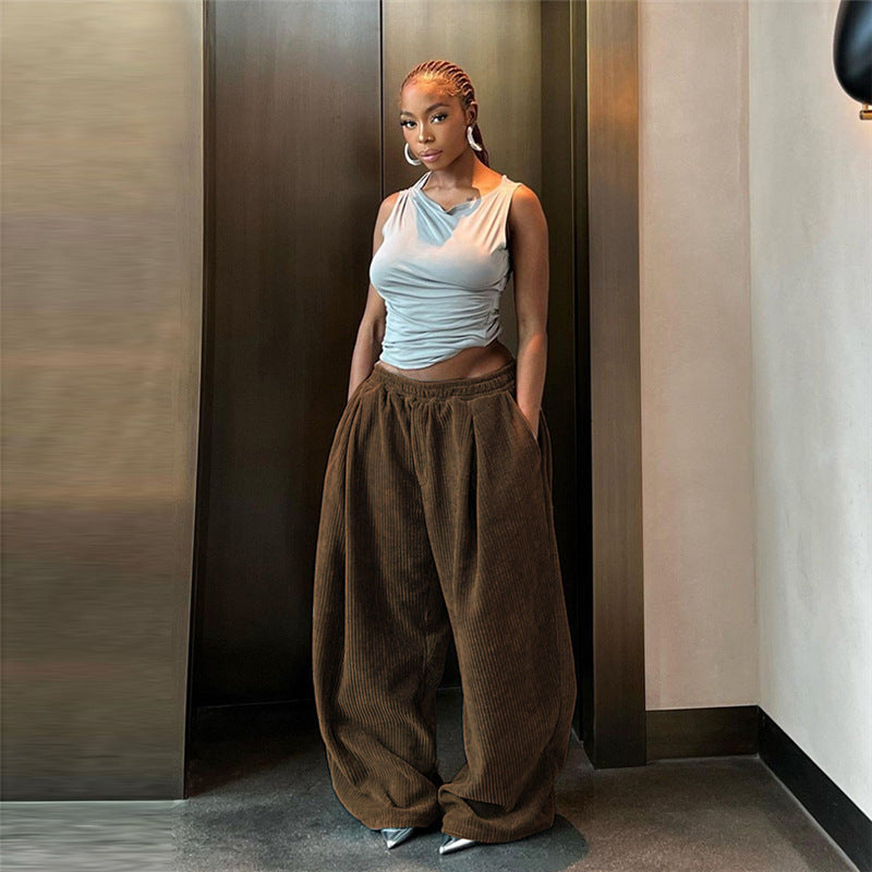 Women's High Waist Loose Straight Casual Pants
