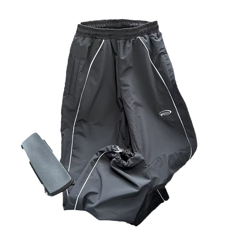 Mens Loose Straight-Leg Drawstring Cargo Pants