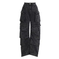 Women's Multi-Pocket Cargo Pants Streetwear Denim Trousers