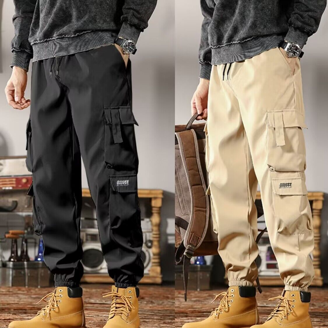 Mens Casual Cargo Pants Loose Fit