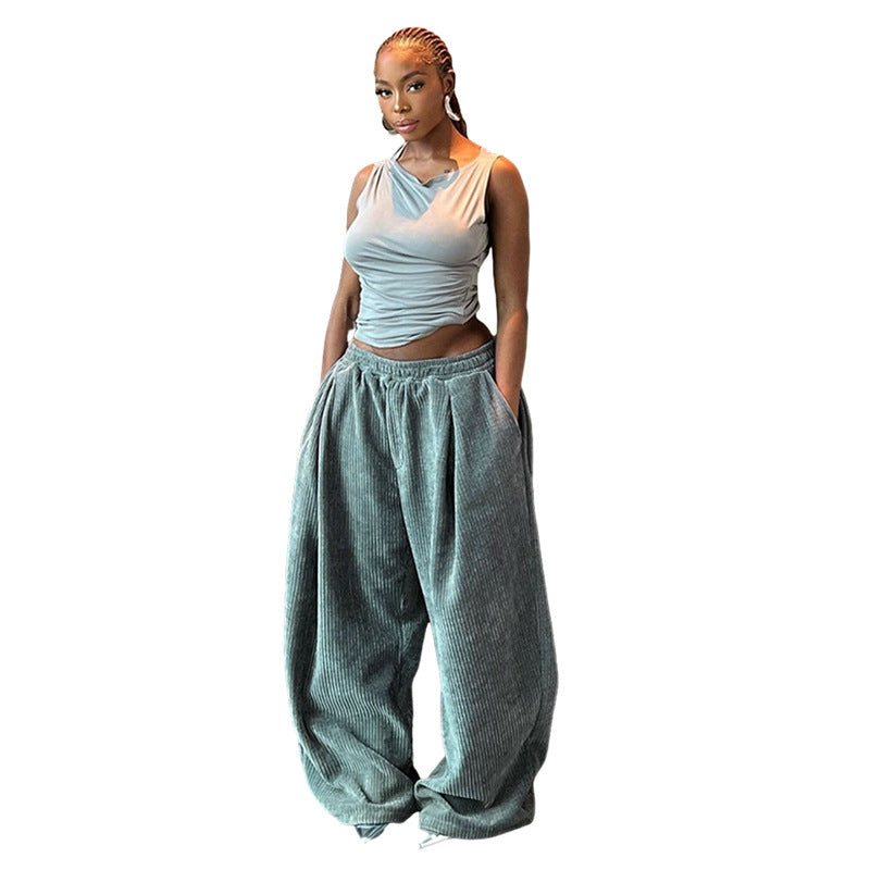 Women's High Waist Loose Straight Casual Pants