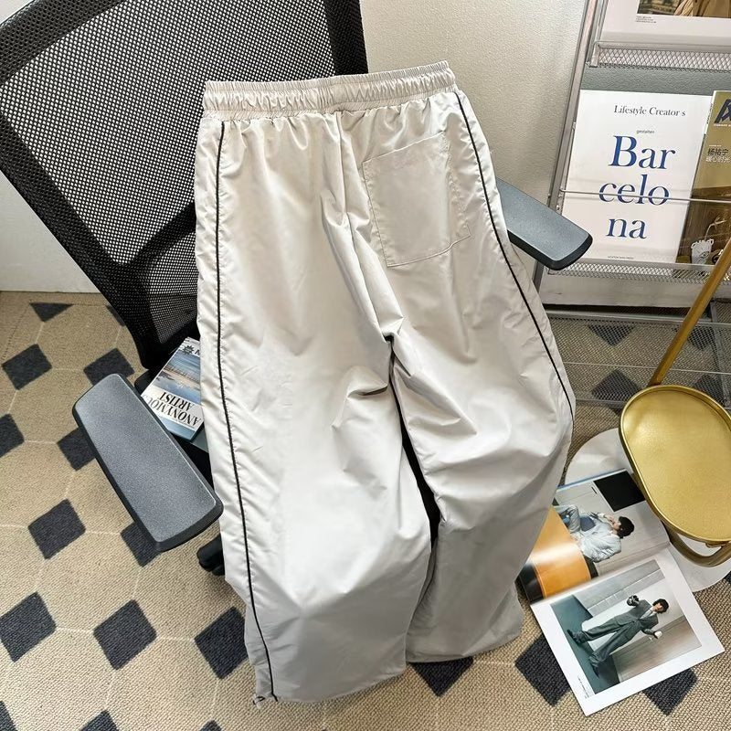 Mens Loose Straight-Leg Drawstring Cargo Pants