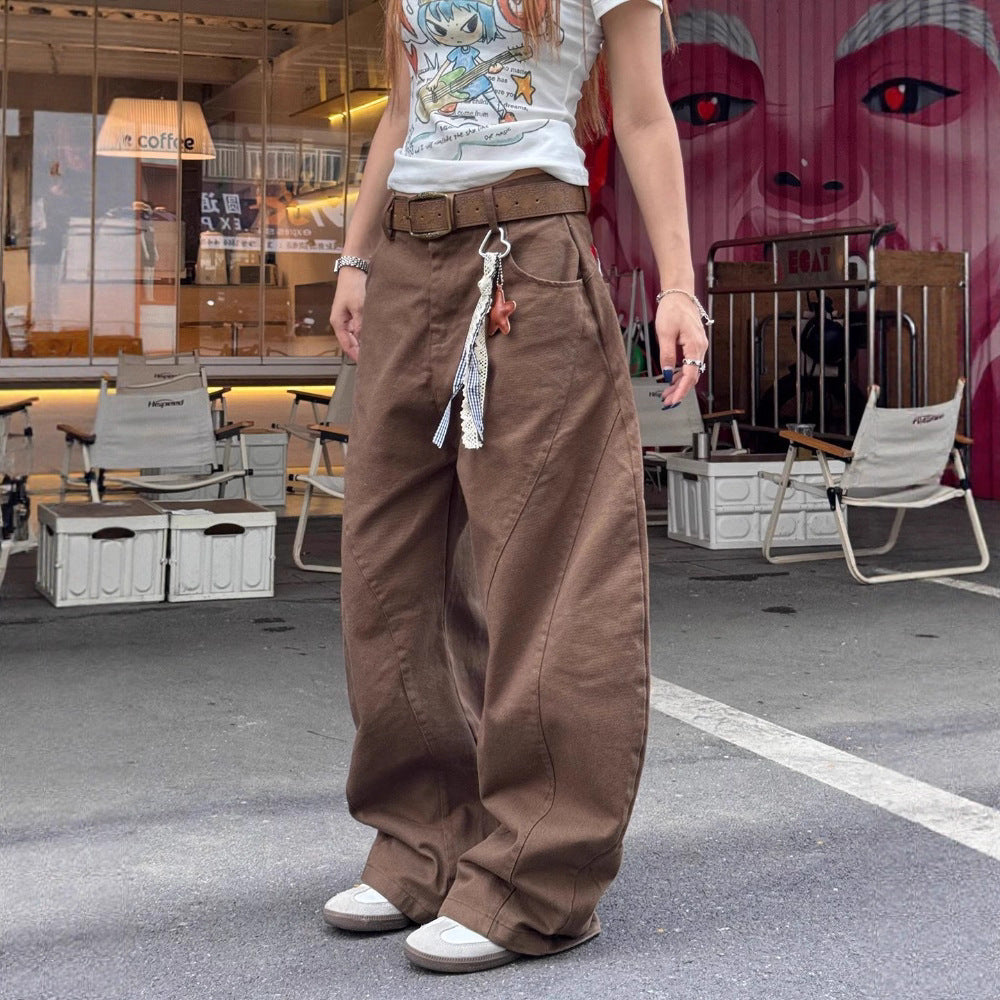 Star Letter Embroidery Loose Wide-Leg Pants