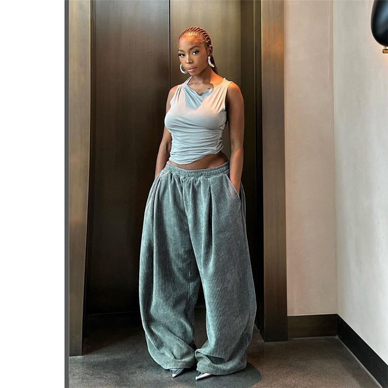Women's High Waist Loose Straight Casual Pants